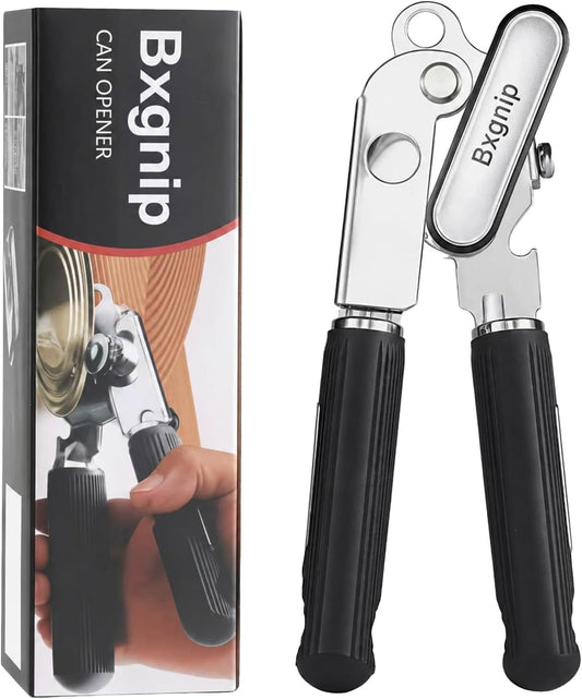 Can Opener Manual Stainless Steel with Magnet | Heavy duty,Oversized knob,Magnet lifts lids,Non slip grip,Bottle opener built in,Easy for arthritis