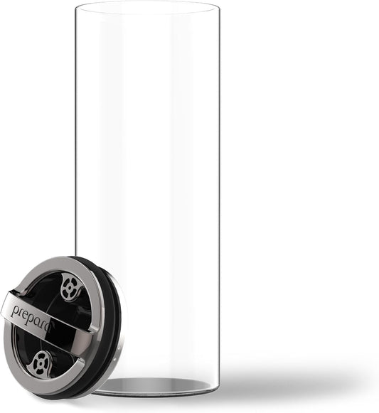 Prepara Evak Fresh Saver Airless Canister, Glass & Stainless, Medium, Soft Touch Black Handle