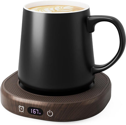 Coffee Mug Warmer Set for Desk, Smart Heated Electric Tea Cup Warmer Plate | Coffee Lover Mug and Warmer Set, Office Home Beverage Warming Candle Heater, 4-Temp Control 8H Auto Shut Off, Men Women Gift