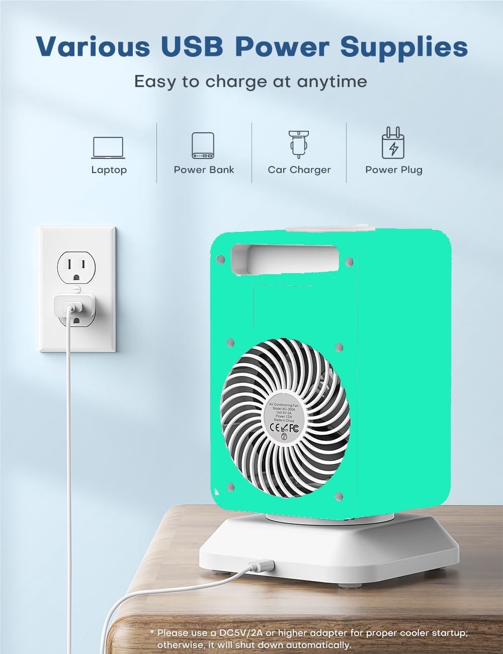 Portable Air Conditioners 4 Modes&3 Speeds,4 Ice Packs, Waterless Alert System, 12H Timer, Remote,1 Gal Detachable Water Tank, 70°Oscillation Windowless Evaporative Air Cooler for Room Office