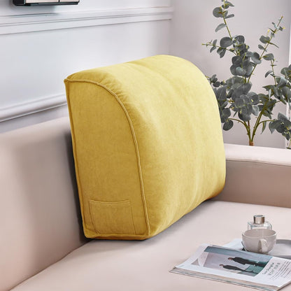 YURRO Extra Thick Sofa Back Cushion Wedge Pillow for Couch&Bed,Large Back Lumbar Support Pillow Reading Pillow,Waist Support Pillow Headboard Cushion with Removable Cover, 23.6x17.7x7.8inches, Brown