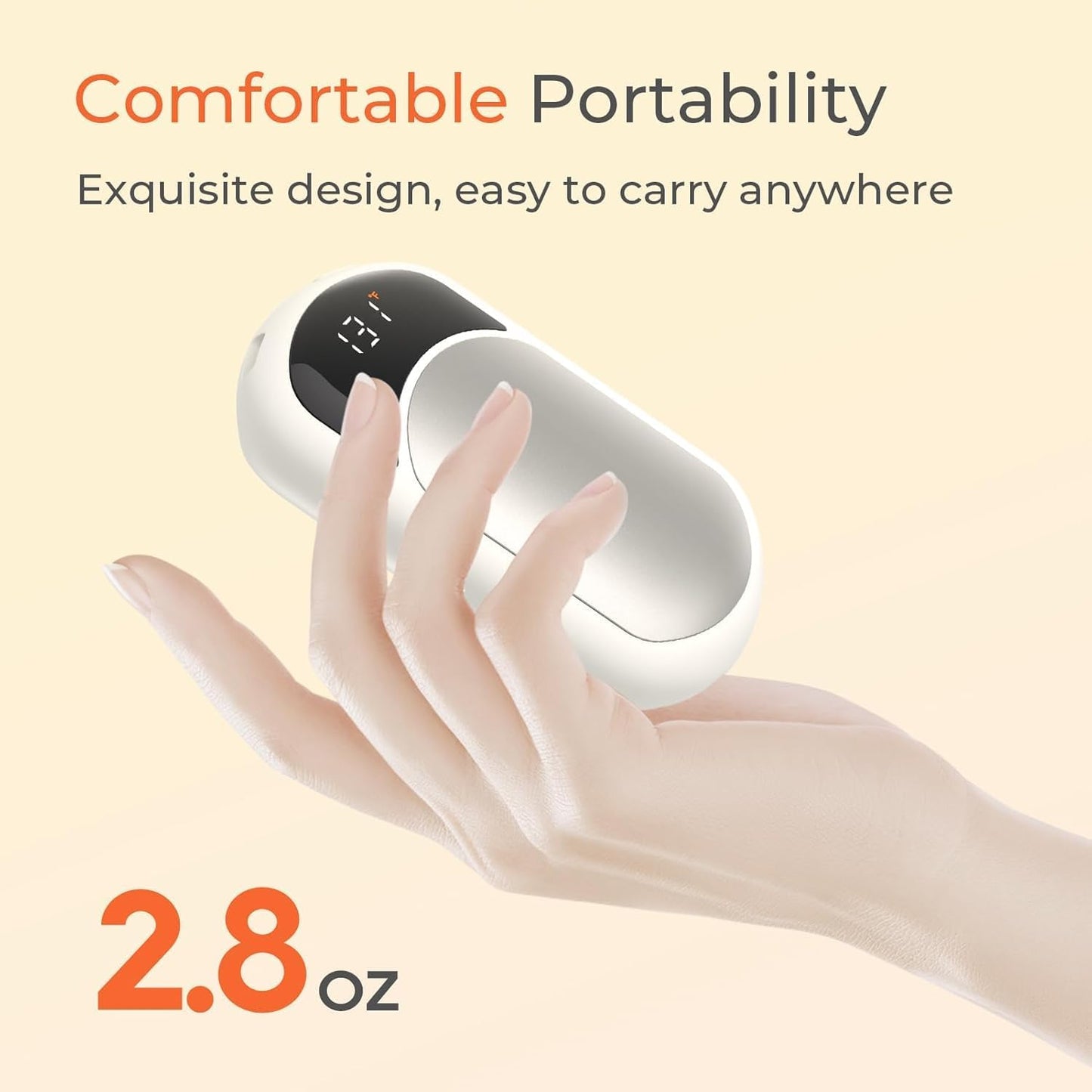 Electric Hand Warmers Rechargeable, 104–131°F with Temp & Battery Display, 3 Heat Levels, Fast Heating, Smart Temp Control, Pocket-Size, Fits in Gloves, Gifts for Women & Men