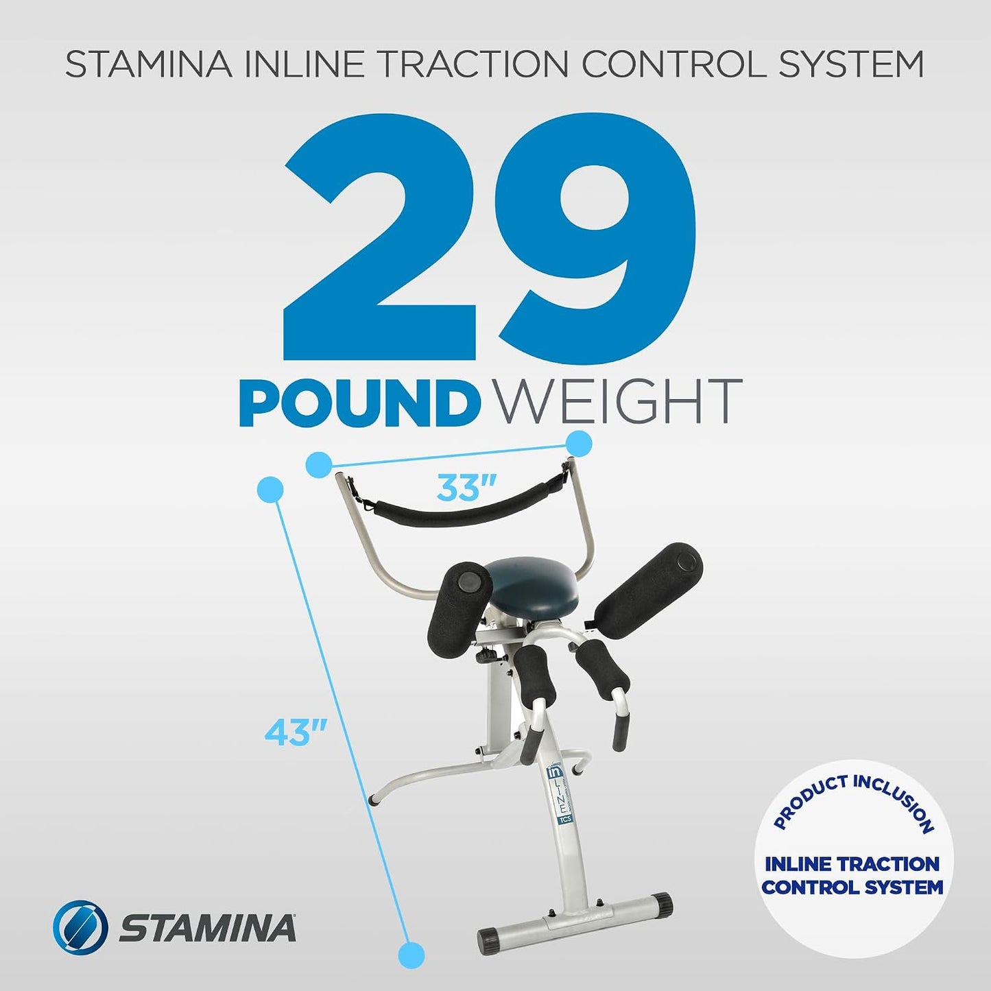 Stamina InLine Traction Control System, Spine Decompression Workout Machine | Back Pain Relief, Stretching and Exercise Equipment for Home and Gym Workouts, Portable Lower Body Fitness Stretcher
