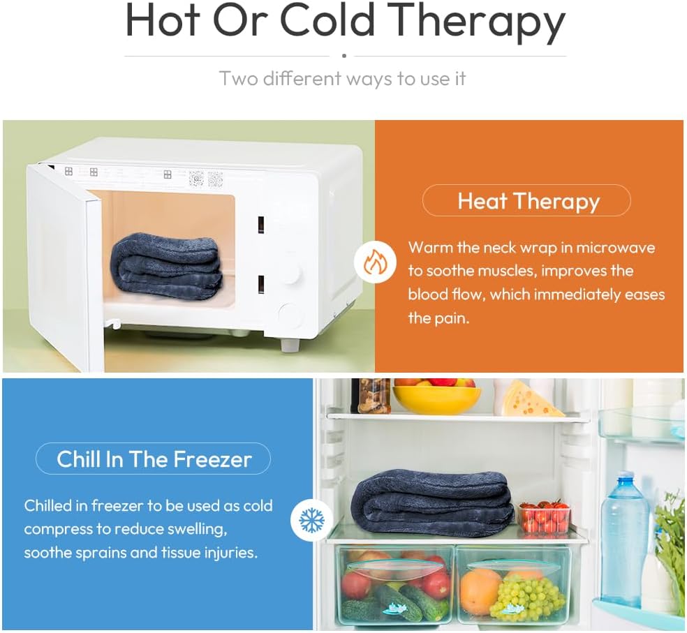 MORLIDEN Microwavable Heated Neck Wrap Warmer and Shoulder Weighted Heating Pad Microwave for Hot and Cold Compress - Purple