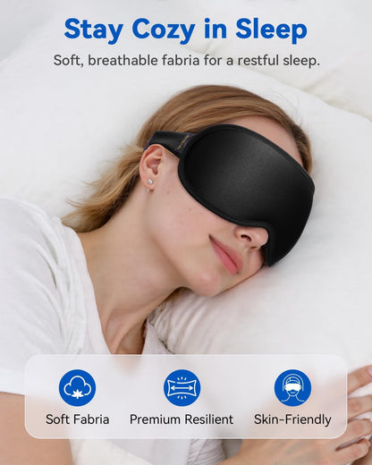 FACEMOON 3D Blackout Weighted Sleep Mask, Airplane Travel & Nurse Essential