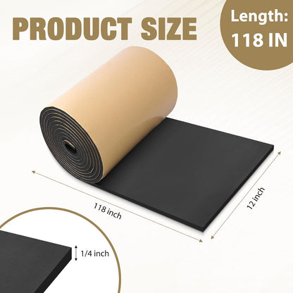 LSGCQ Sponge Neoprene Foam Padding Self Adhesive Foam Sheets, White | Closed Cell Foam Sheet Neoprene Rubber Pad for DIY Gaskets Shock Pads Liner Crafts, 12" Wide x 1/8" Thick x 59" Long