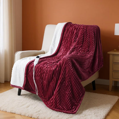 Bedsure GentleSoft Heated Blanket Throw - Soft Ribbed Flannel Electric Blanket, Gifts for Grandma (50x60 inches, Grey)