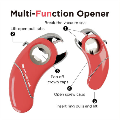 Kitchen Mama Epic One Multifunction Opener, Teal | Magnetic Bottle Opener, Beer Soda Opener, Effortless Jar Lid Opener, For Seniors and Elderly with Weak Hands and Arthritis