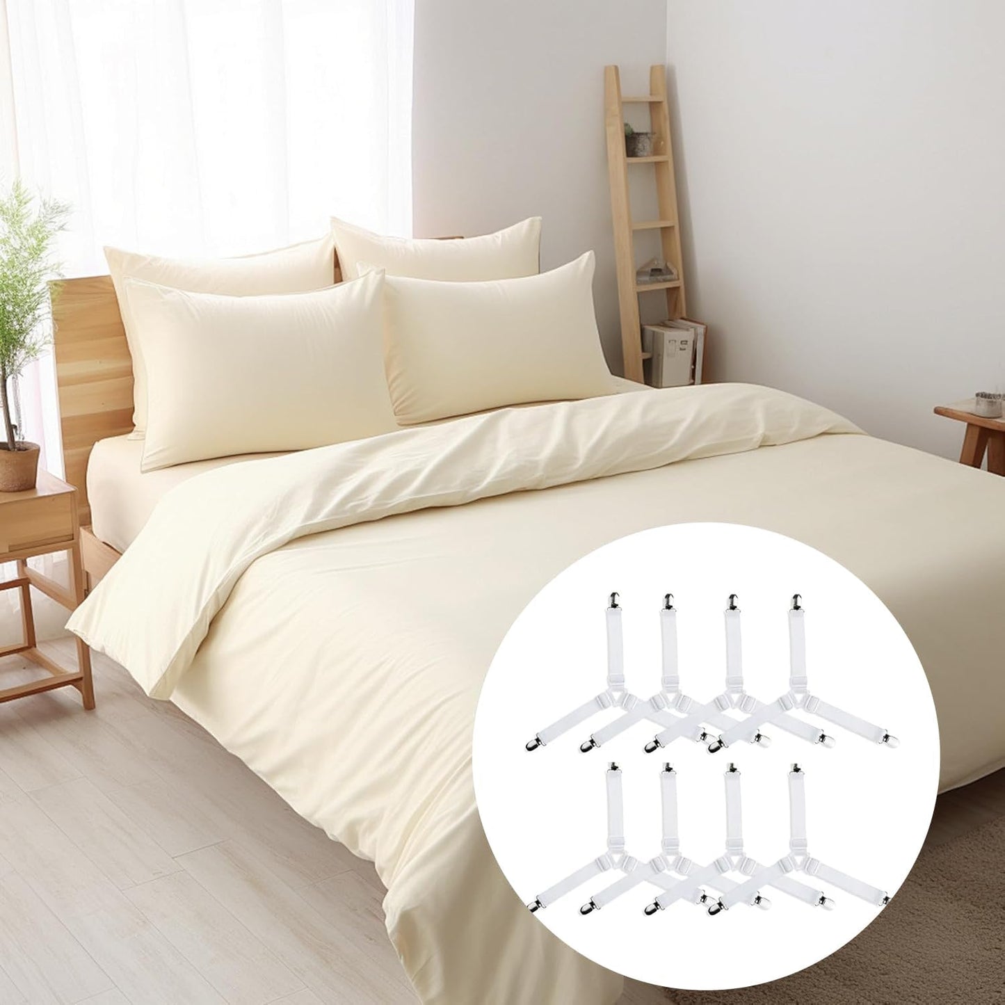 8 Pcs White Bed Sheet Holder Straps Adjustable Heavy Duty Clips | Elastic Fitted Sheet Fastener Keeper Mattress Clip