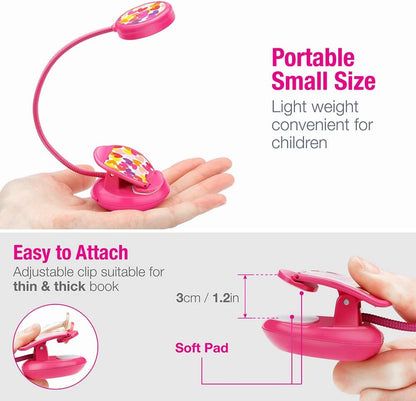 Vekkia Cute Rechargeable Book Light Eye-Care Clip on Lights (Rose Red)