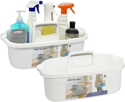 Goderewild Multi-Purpose Plastic Cleaning Caddy with Handle, Shower Caddy Organizer/Storage Basket/Totes Portable for Bathroom Supplies, Cleaning Products, Under Sink Tool, Housekeepers (Grey)
