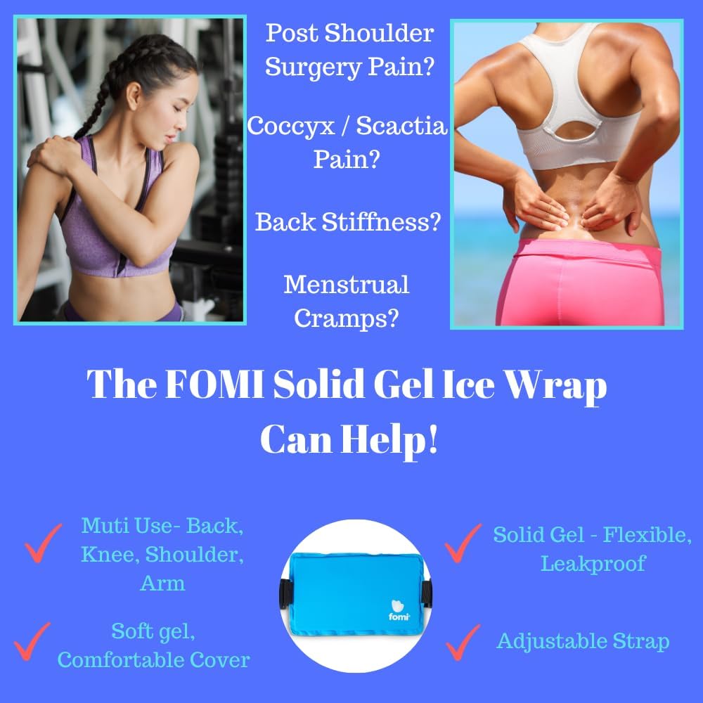 Premium Hot Cold Gel Bead Ice Pack by FOMI Care | Cool Compress for Lower Back, Shoulder, Knee, Bicep, Stomach | Coccyx, Sciatica, Tailbone Pain Relief | Flexible, Reusable Heating Pad | (Blue)