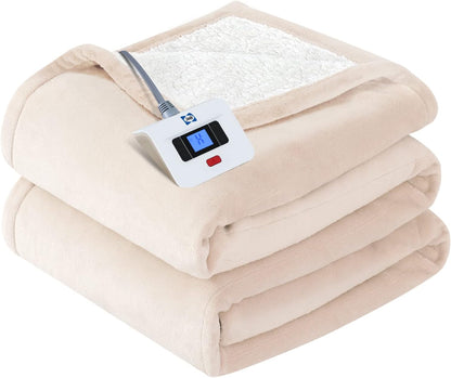 Sealy Electric Throw Blanket Heated Flannel & Sherpa Auto Shutoff 50"x60"