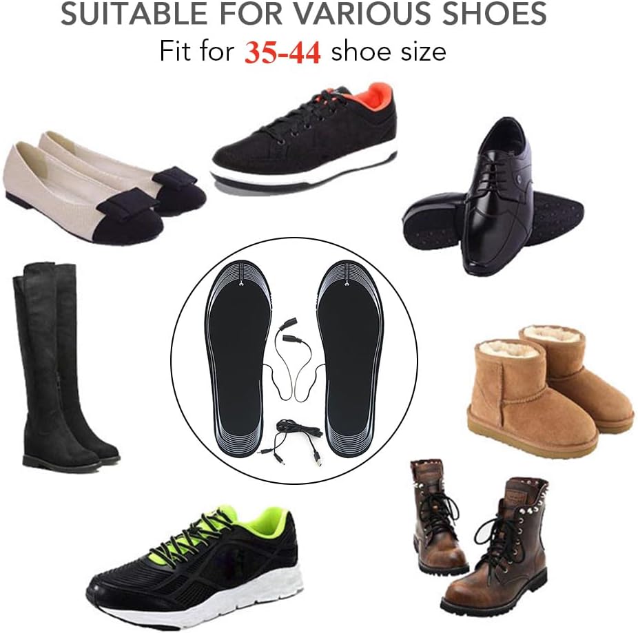 USB Heated Insoles Rechargeable Heating Insoles Multiple Sizes Electric Foot Warmer Mat for Camping, Fishing, Hiking
