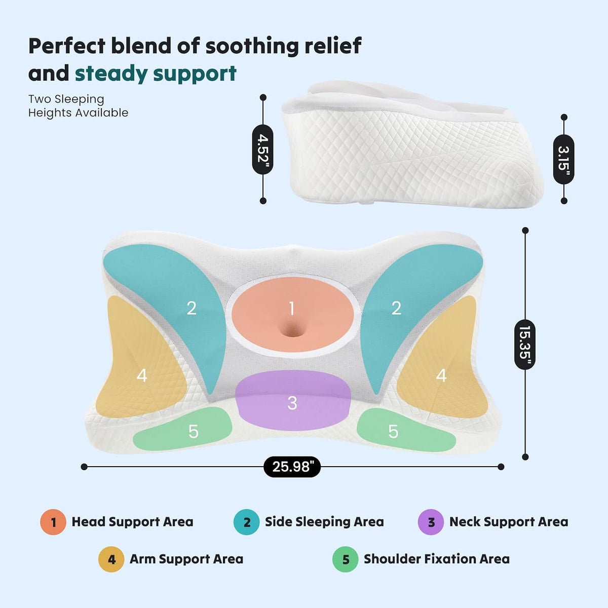 Sweetcrispy Cervical Pillow for Neck Pain Relief, Cooling Memory Foam