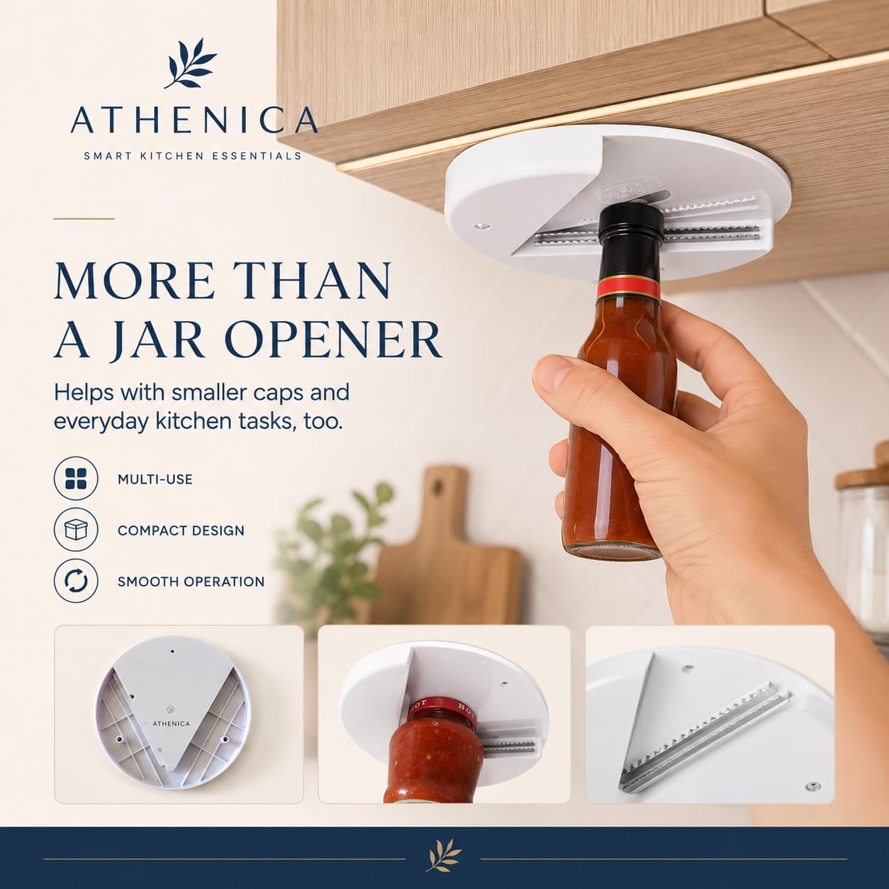 Under Cabinet Jar Opener for Weak Hands, Wall Mounted Lid Opener for Kitchen