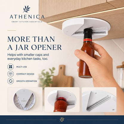 Under Cabinet Jar Opener for Weak Hands, Wall Mounted Lid Opener for Kitchen