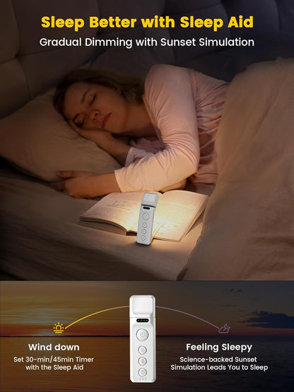 Glocusent 14 LED Book Light for Reading in Bed, USB-C Rechargeable | Eye-Caring Clip On Book Light, 3 Colors & 5 Brightness, USB-C Charging, Bed Reading, Auto-Off Timer, Travel Lock, Book Lovers