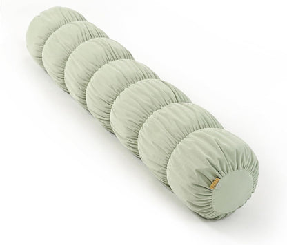 Pat. Pend. Long Bolster Pillow for Bed, Small Body Pillow for Adults, Soft Velvet Washable Cover, Cylinder Pillow for Side Sleepers and Leg Support(Misty White, 39"x 7.87")
