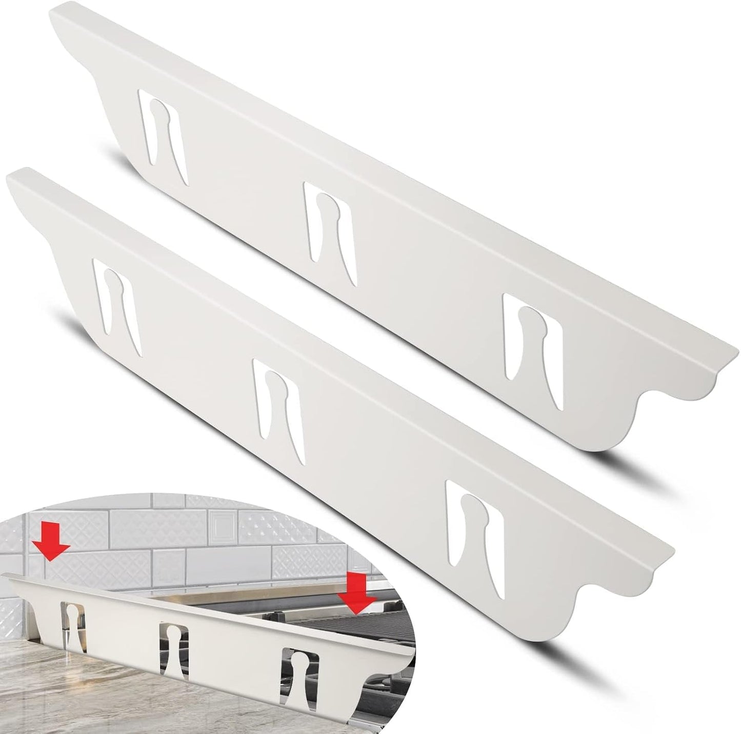 Stove Cover, Stove Guard, Stainless Steel Stove Gap Covers, Heat Resistant & Easy to Clean Stove Counter Gap Cover, Kitchen Stove Counter Gap Cover Eliminates Gap Between Counter & Appliances (2 pcs)