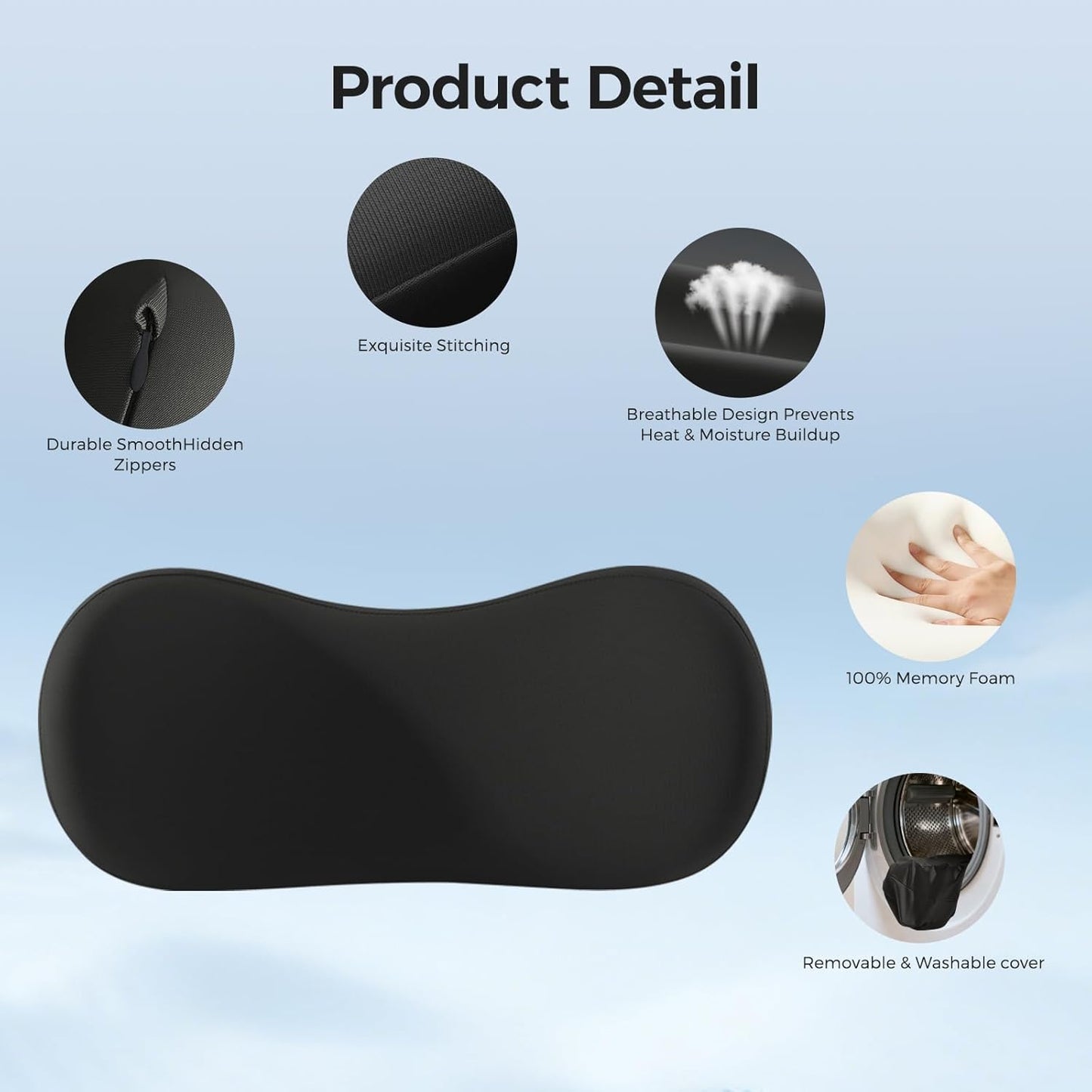 BABUR Lumbar Support Pillow for Car, Coccyx Pain Relief Cushion | Tightly Around the Coccyx, Ergonomics Memory Foam, Skin-Friendly Fabric, Fit Car Drive, Office Chair, Rest Seat, Wheelchair