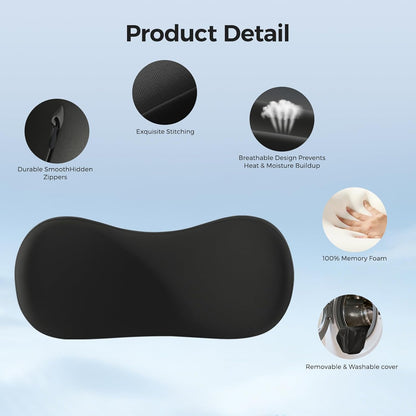 BABUR Lumbar Support Pillow for Car, Coccyx Pain Relief Cushion | Tightly Around the Coccyx, Ergonomics Memory Foam, Skin-Friendly Fabric, Fit Car Drive, Office Chair, Rest Seat, Wheelchair