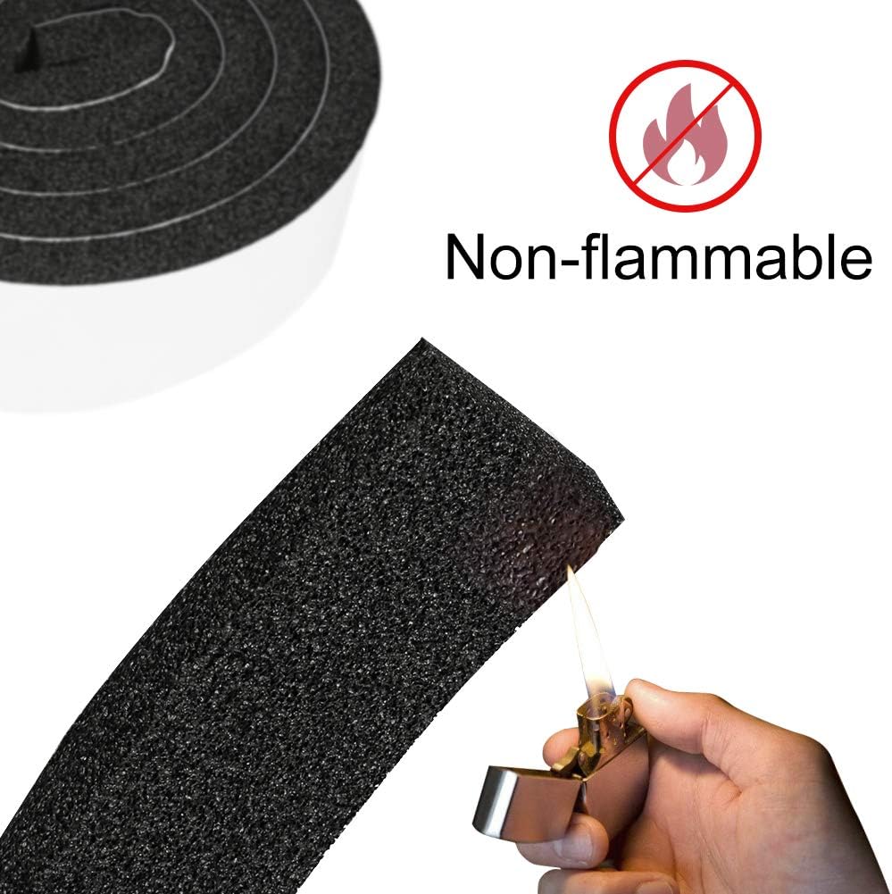 2 Rolls Foam Seal Tape for Door Window Insulation, Soundproof and Shockproof Foam Adhensive Strip, 3/8" Wx3/16 T Single Sided Foam Tape, Cold Air and Draft Closed Cell Seal Strip,Total 32FT