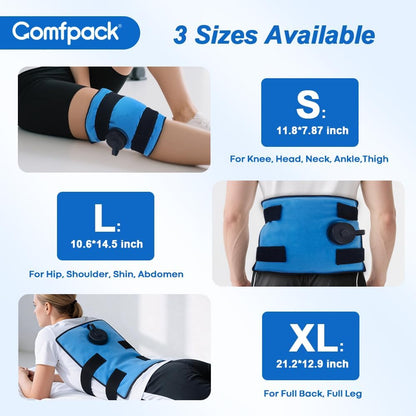 XL Ice Pack for Injuries Reusable, 21.7 x 13 Flexible Hot Cold Pack with 3 Straps for Maximum Back and Full Body, Adjustable Cold Pack Wrap for Swelling, Bruises, Muscle Pain, Inflammation