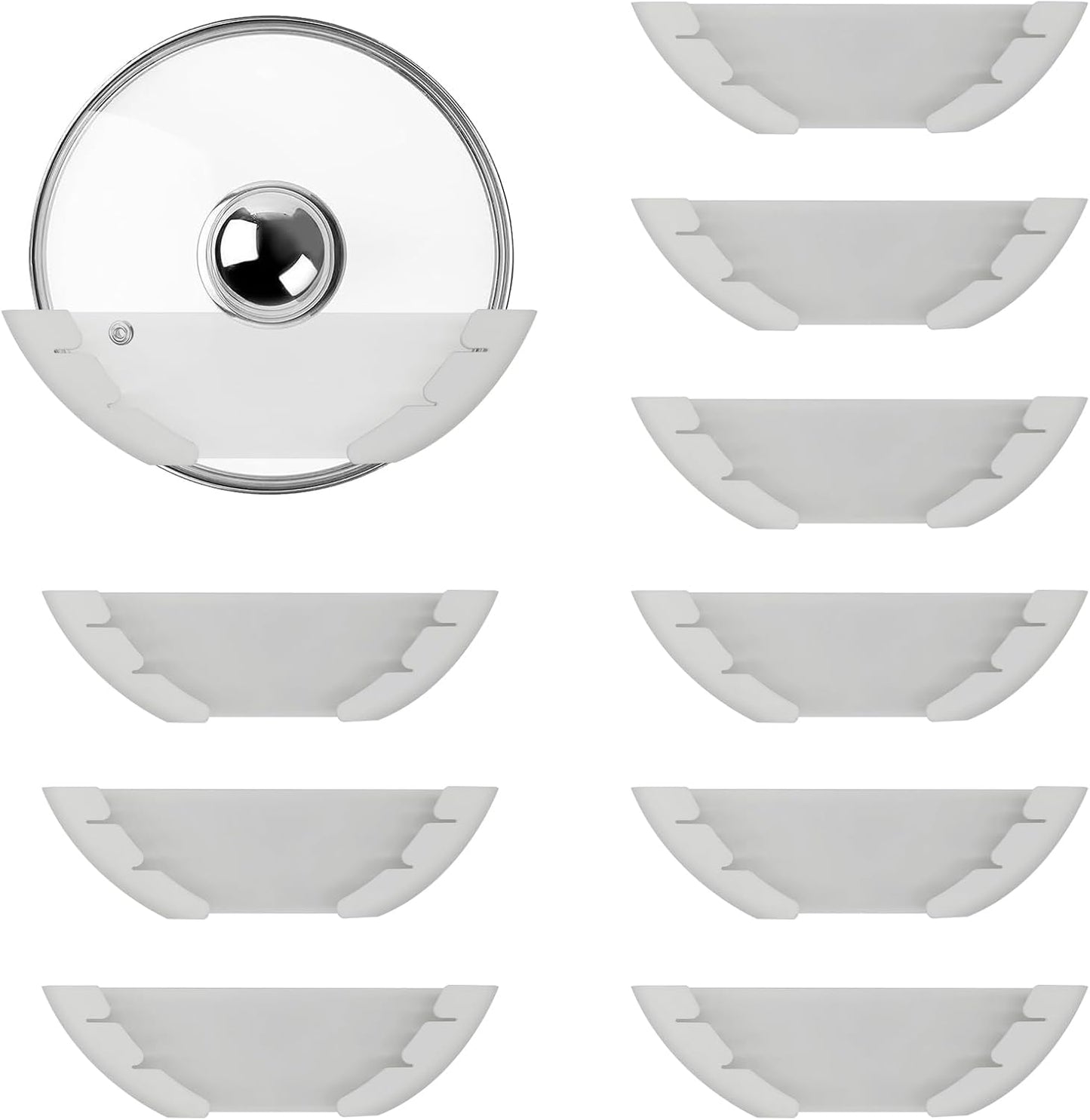 Universal Pot Lid Organizer for Cabinet, 5 Pcs Pan Lids Organizers Inside Cabinet Door Wall Mount Pots Top Storage Rack Holder for Kitchen, Fits 6" to 13.5" (5pcs black)