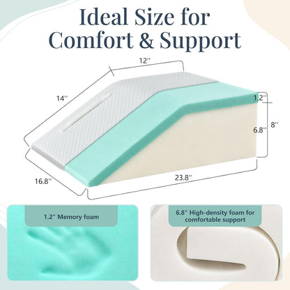 Yojoker Leg Elevation Pillow Blood Circulation, Memory Foam Wedge Pillow for Legs Swelling, Leg Elevation Pillows for After Surgery, Knee Wedge Pillow for Sleeping Back Hip Ankles Relief White/Grey