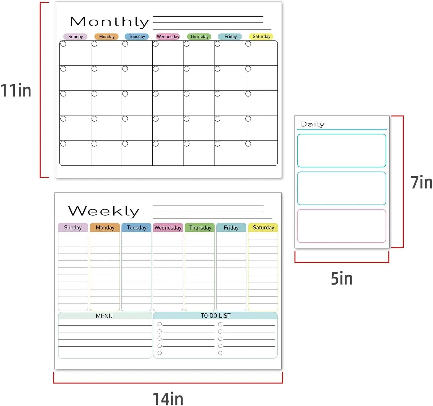 Hivillexun 16.5"x12" Clear Acrylic Magnetic Dry Erase Calendar Board with Monthly & Weekly Planner, 6 Markers & Large Eraser for Fridge, Office, Home (White)