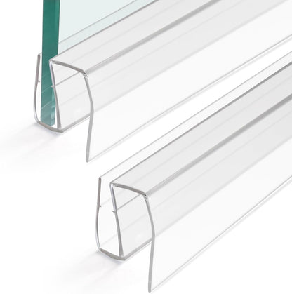 Bathroom Shower Glass Door Bottom Seal Strips, Length 36 Inch 2PCS Transparent PVC Door Bottom Seall Strips for 3/8" (10MM) Thick Framless Glass Panel