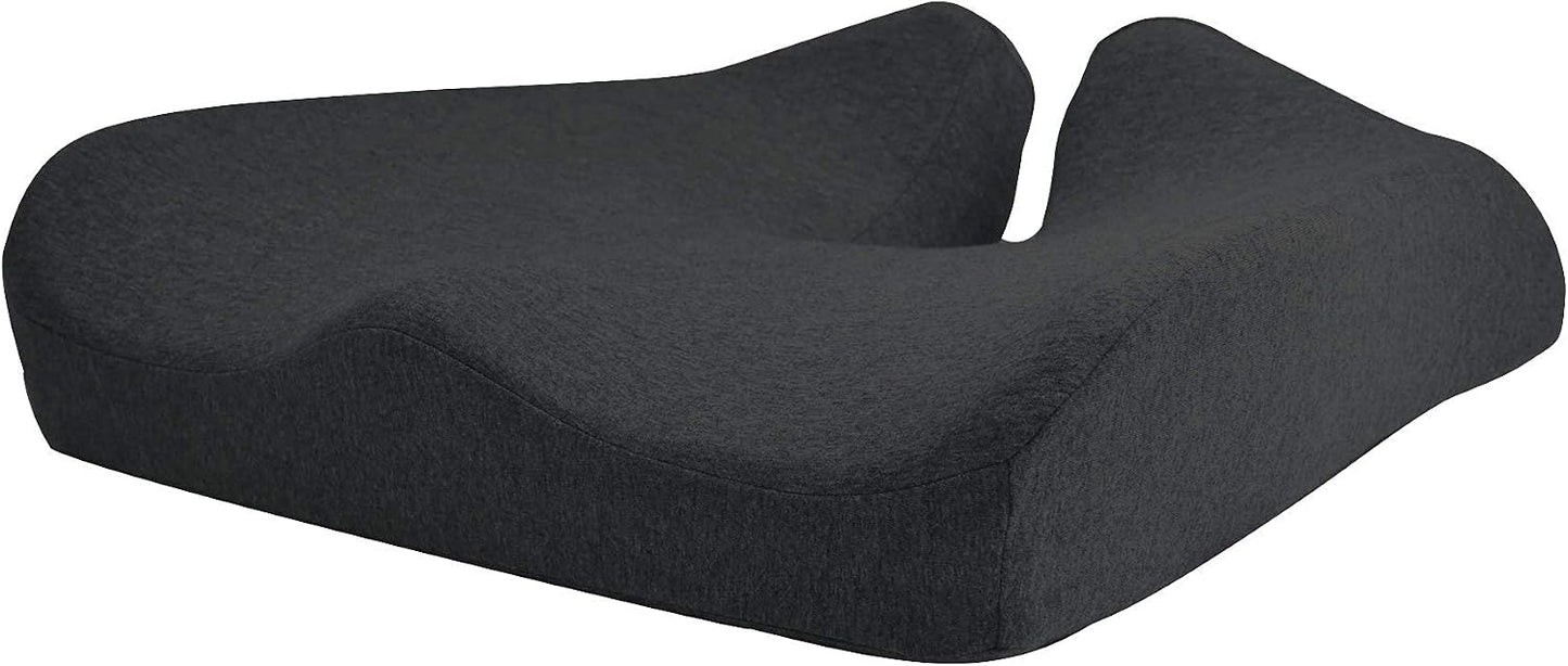 C CUSHION LAB Patented Pressure Relief Seat Cushion for Long Sitting Hours on Office/Home Chair, Car, Wheelchair - Extra-Dense Memory Foam for Hip, Tailbone, Coccyx, Sciatica - Light Grey