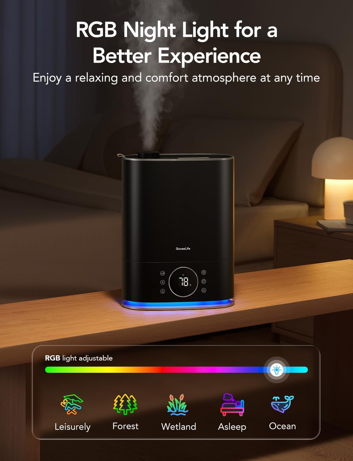 GoveeLife 7L Smart Humidifier for Bedroom, Warm & Cool Mist for Large Room