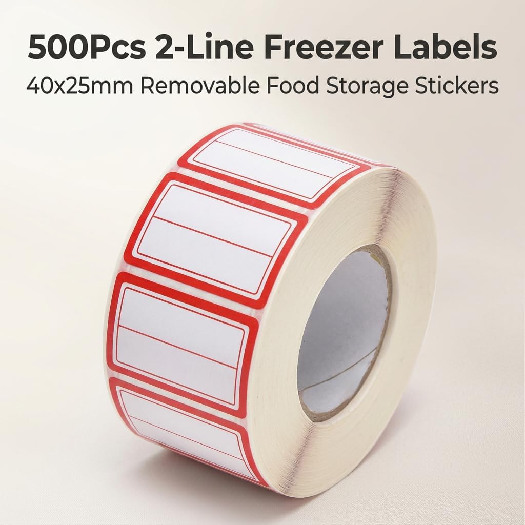 500Pcs Blue Freezer Labels, Waterproof Write-On Stickers | 500Pcs labels; removable writable adhesive for jars, containers, meal prep, pantry storage, and freezer use.