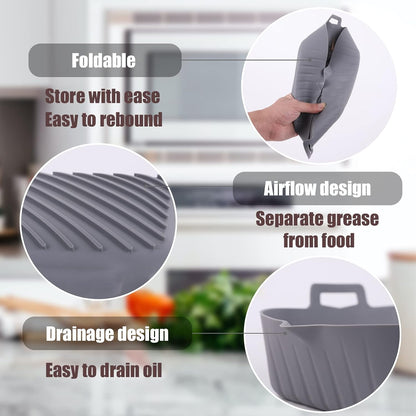 Golden Associate Silicone Liners Square for 8 to 8.5 inch Air Fryer, 2 Pcs Non-stick Food-grade Reusable Basket Baking Tray Airfryer Accessories