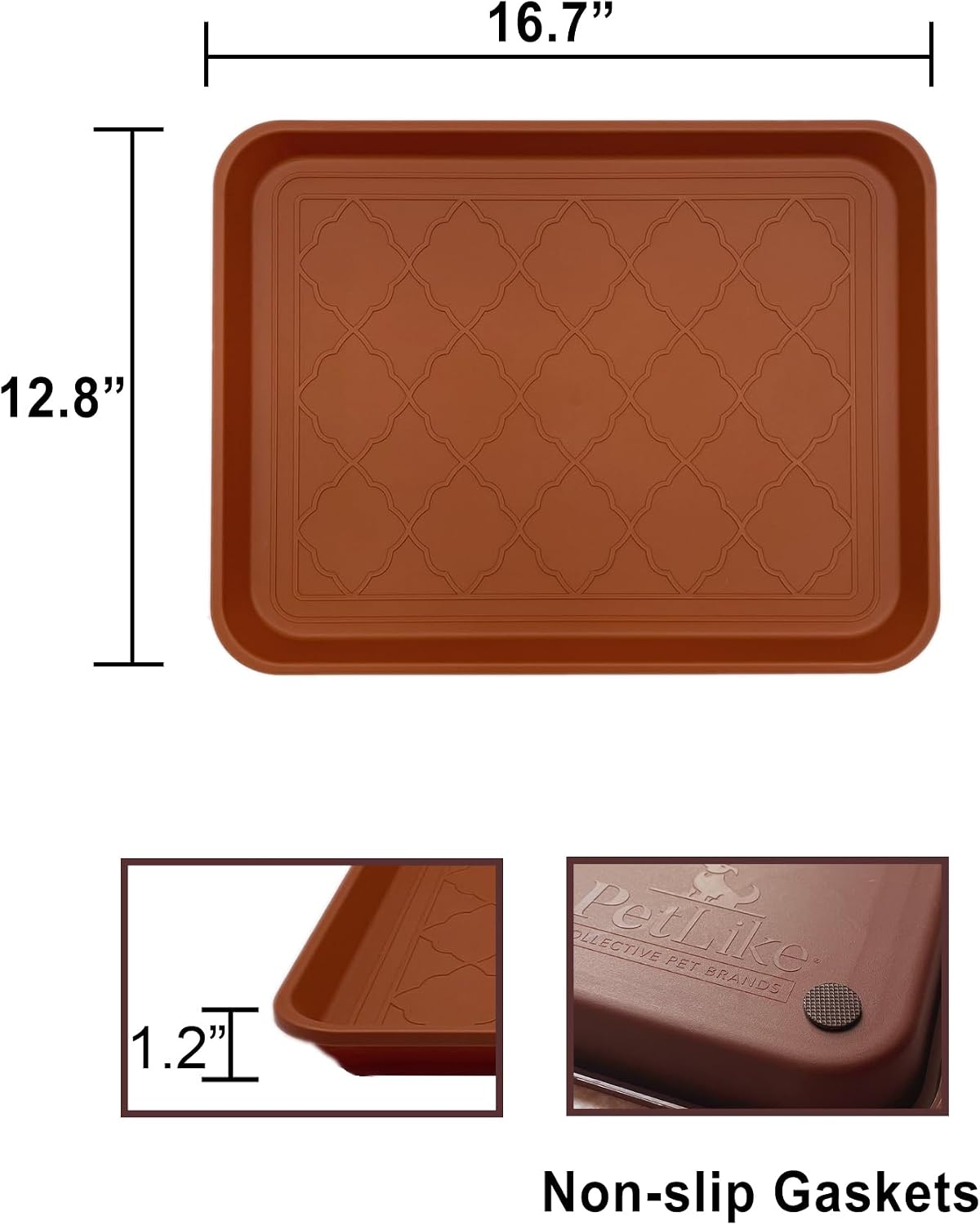 PetLike Boot Tray for Entryway Indoor, Pet Food Mat, 23 x 15.5 inch 2 Packs, Waterproof Rubber Shoe Tray for Indoor and Outdoor, Multi-Purpose Trays for Boots, Shoes, Pets, Garden