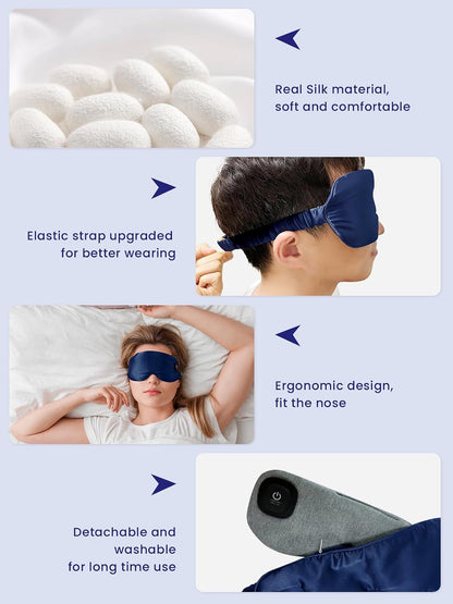 Dearan Upgraded 3 Temperature Modes Silk Heated Eye Mask Cordless,Rechargeable Warm Eye Heating Pad No Pressure for Dry Eyes, Sleep Eye Mask Christmas Gift for Men Women