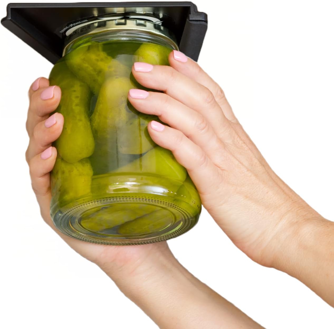 Jar Opener - Effortless Opener for Any Size Bottle or Jar | Mounts Under Cabinet with Industrial Adhesive - Zero Slip Blade Protector - Must Have for Seniors & Arthritis Made In USA