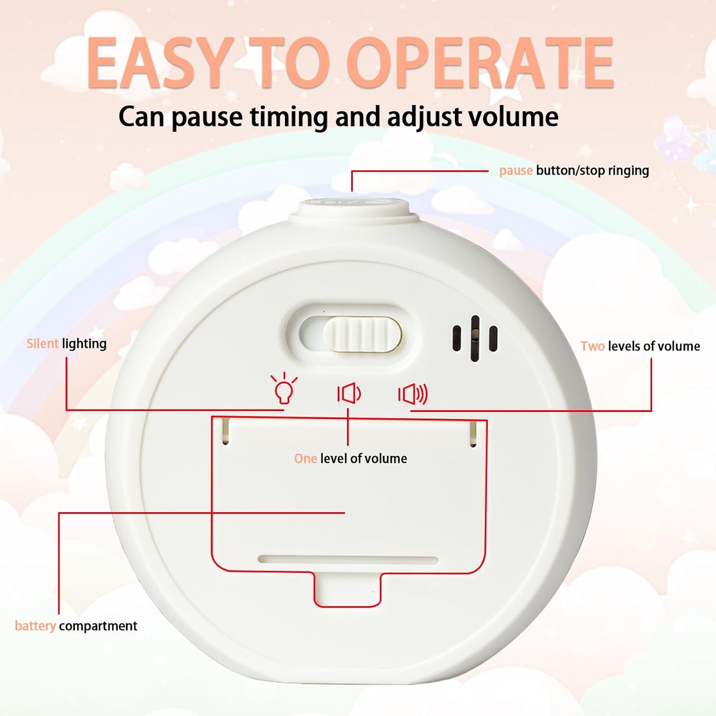 Visual Timer for Kids 60 Minute Countdown Timer Rainbow Disk Desk Timer Clock for Classroom Study Office Kitchen with Silent Operation (Purple)