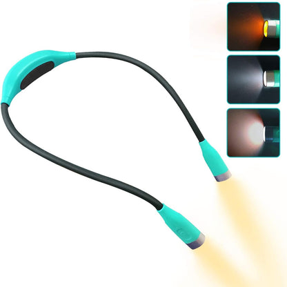 Neck Reading Light, Book Light for Reading in Bed, LED Reading Light with 3 Colors, 3 Brightness Levels, USB Rechargeable Hands Free Reading Lamp for Reader Knitting Camping Repairing Green
