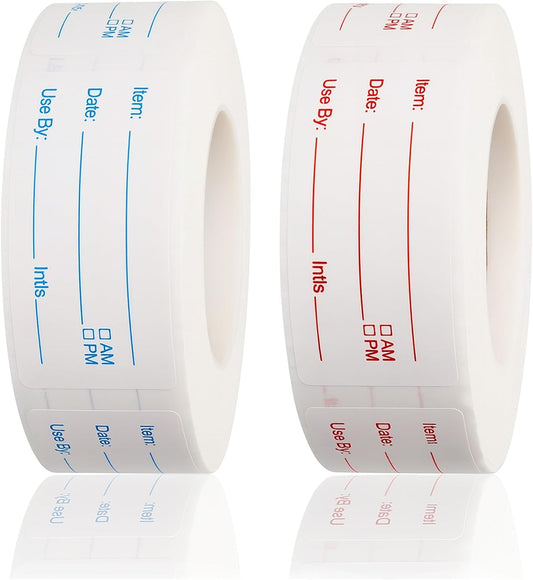 2 Rolls Removable Freezer Food Labels, 1x2 Meal Prep Date Stickers