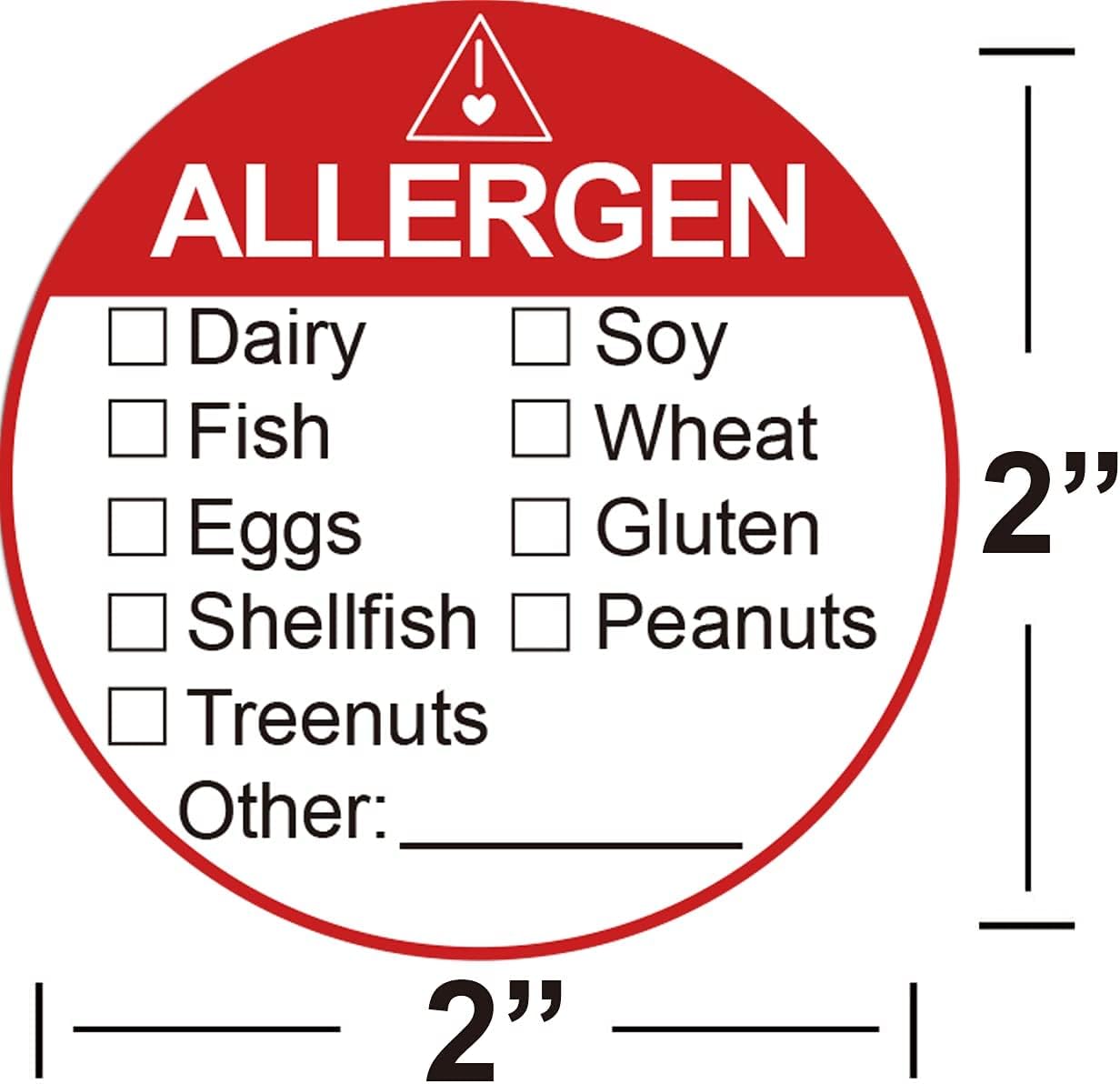 Allergen Allergy Warning Labels Sticker Red Adhesive Allergies Stickers | 2 Inch Fluorescent Food Rotation Labels Food Allergy Warning Circle Dots Label for Grocery Stores,Food Packaging 500 Pcs
