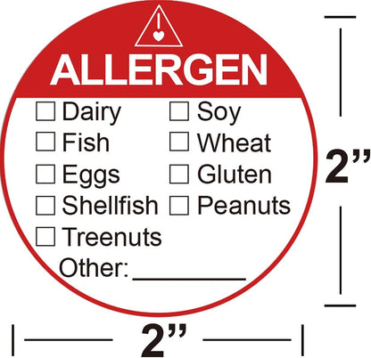 Allergen Allergy Warning Labels Sticker Red Adhesive Allergies Stickers | 2 Inch Fluorescent Food Rotation Labels Food Allergy Warning Circle Dots Label for Grocery Stores,Food Packaging 500 Pcs