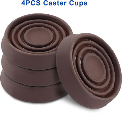 Murtenze 1.5 inch Furniture Caster Cups, Dark Brown, 4 Pack | Round Rubber, Anti Slide Floor Protector, For Bed Couch Table Chair Stoppers