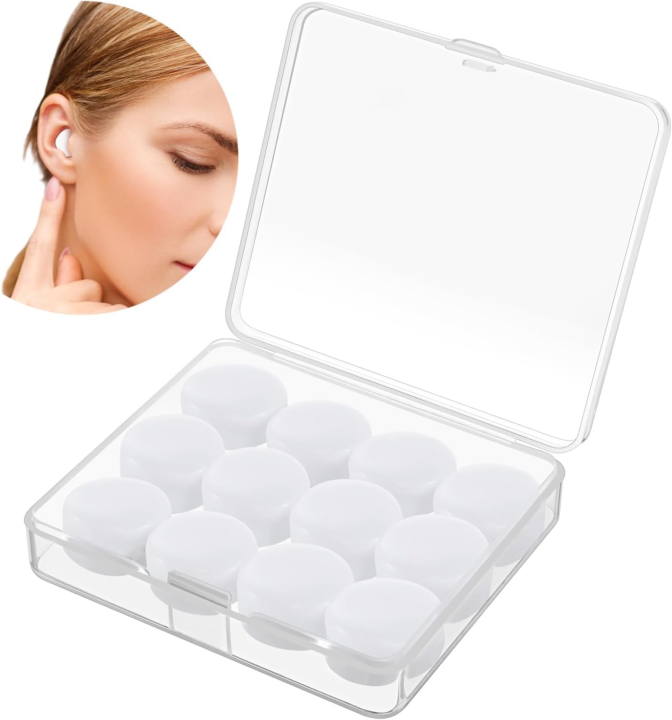 TrelaCo 12 Pack Soft Ear Plugs for Sleeping, Reusable Moldable Silicone Earplugs Noise Cancelling Reduction for Concerts, Swimming, Shooting, Snoring, Airplane, Musicians, Motorcycle (Pink)
