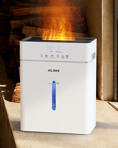 Humidifiers for Bedroom Large Room 10L/2.64Gal, Warm and Cool Mist Humidifier Large Room, Simulated Flame Humidifier Light, 12H Timer, 3 Speed, Top Fill, 1000sq.ft for Baby/Plant/Office | Warm and Cool Mist, 12H Timer, 3 Speed, Top Fill, 1000sq.ft for