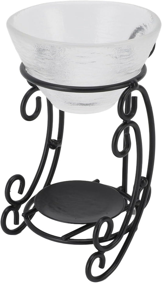 Vintage Metal Glass Essential Oil Burner with Tealight Candle Holder – Wax Warmer Aromatherapy Diffuser for Home Decoration, Scented Oil Burner Compatible with Most Essential Oils
