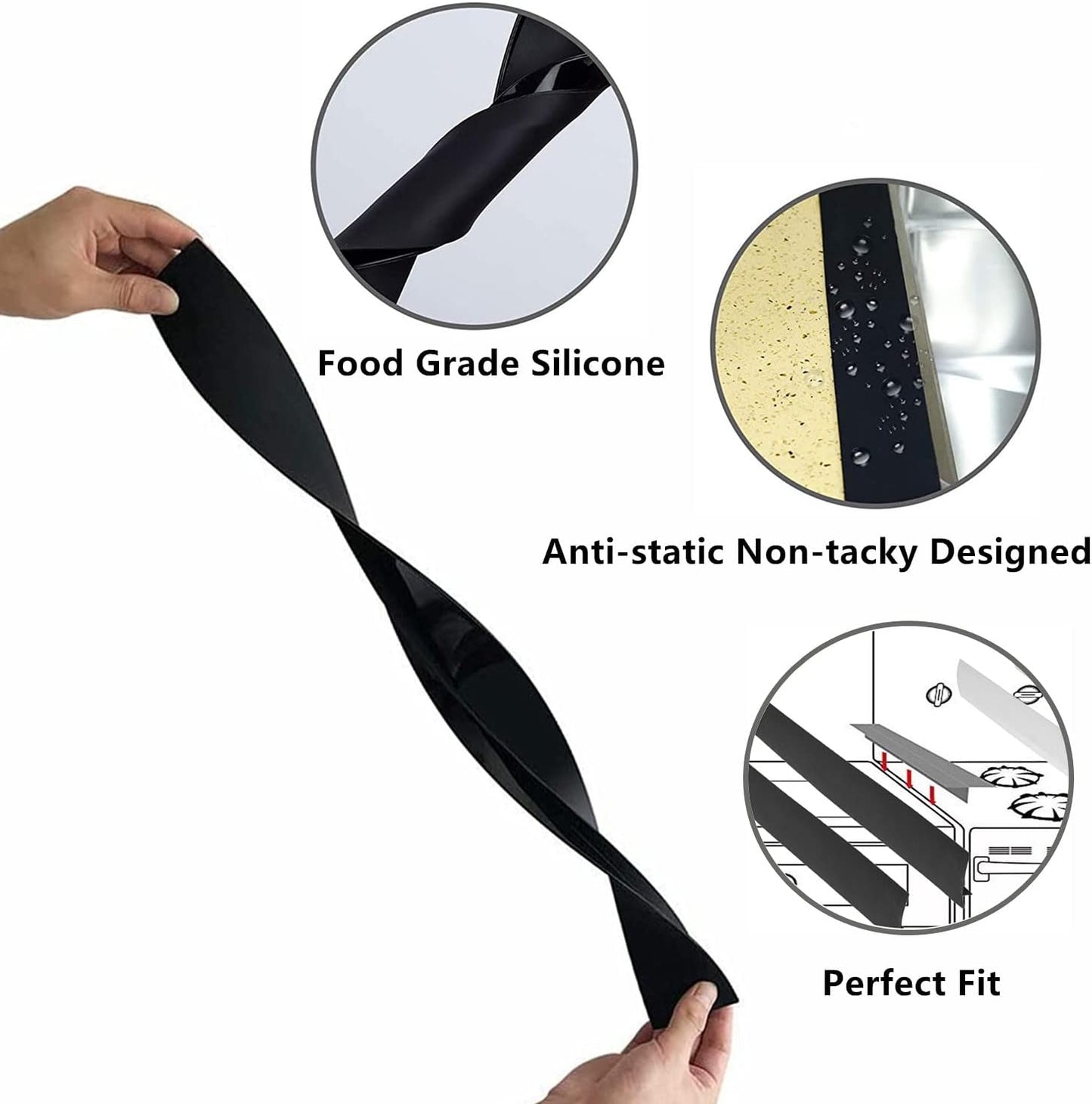 2 Pack Silicone Stove Gap Cover, 30" Kitchen Counter Gap Covers Heat Resistant Wide & Long Flexible Oven Gap Guards for Protect Gap Filler Sealing Spills