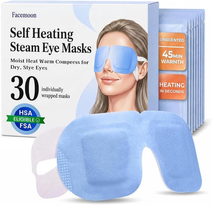 30 Pack Self-Heating Steam Eye Masks for Dry Eyes: Moist Heat Warm Compress